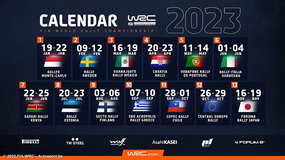 WRC WRC onthult kalender 2023 Autosport.be