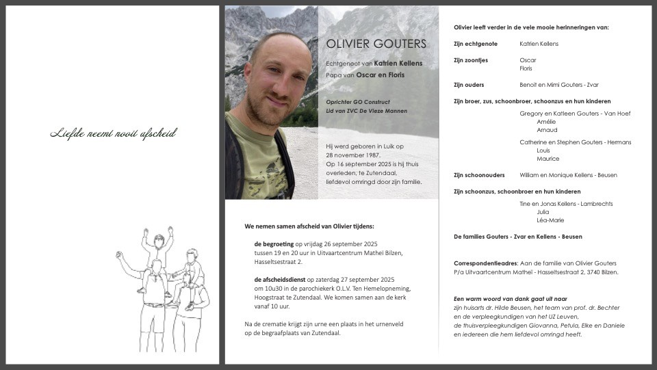 Rouwbrief Olivier Gouters