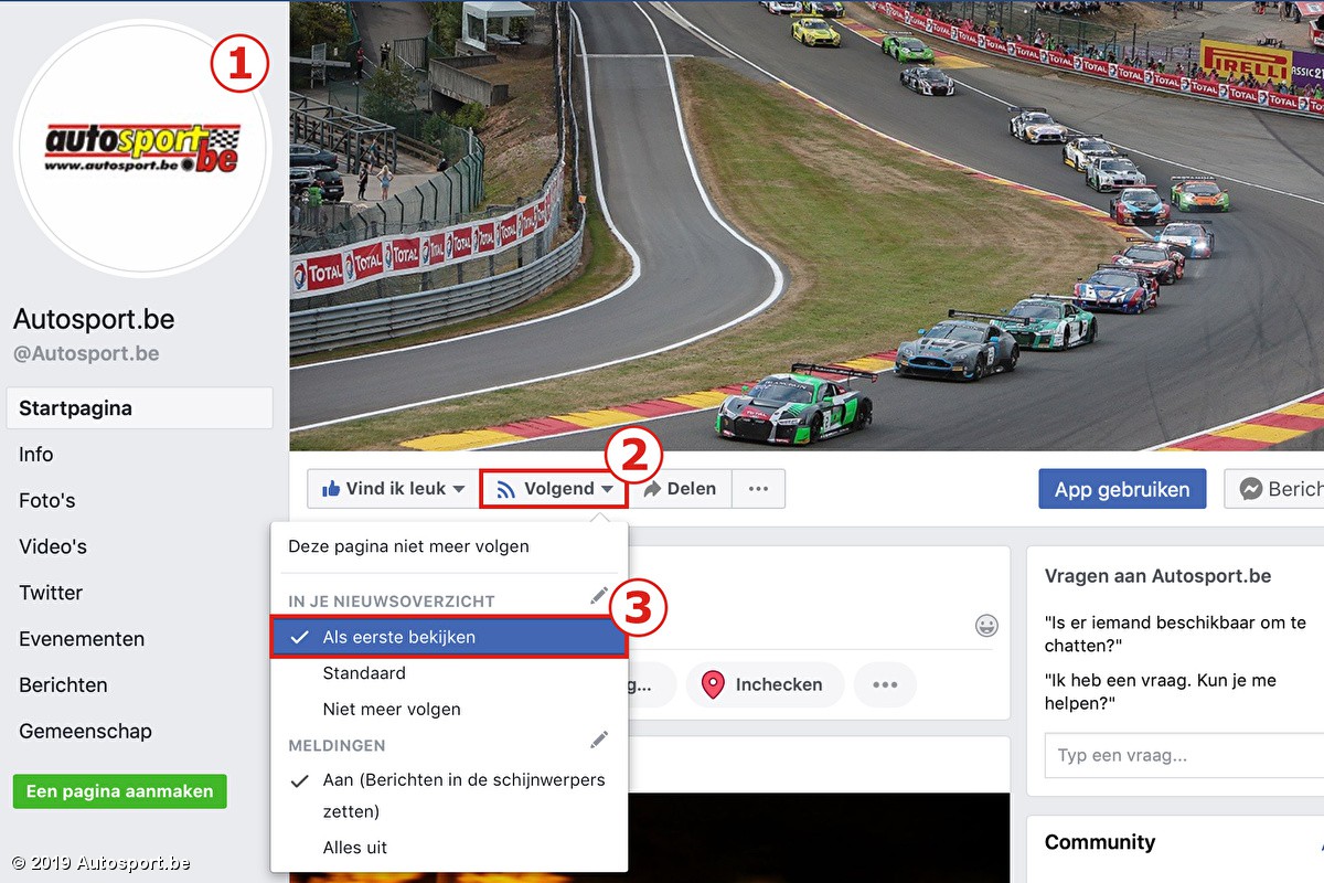 Autosport.be Facebook-pagina