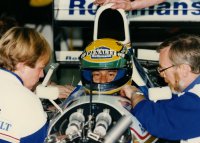 Ayrton Senna in zijn Rothmans Williams Renault