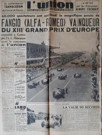 Fangio wint in Reims de eerste GP de France tellend voor het WK.