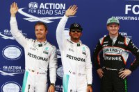 Nico Rosberg, Lewis Hamilton en Nico Hülkenberg