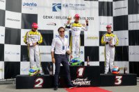 Félipe Massa op het Academy-podium van het WK Karting 2018 in Genk
