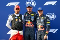 Lewis Hamilton, Max Verstappen en Isack Hadjar