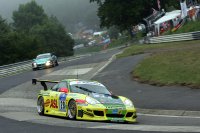 Lucas Luhr, Timo Bernhard, Mike Rockenfeller en Marcel Tiemann winnen de 24H van de Nürburgring in 2006 met hun Porsche 911 GT3 (996)