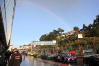 Hagelbui tijdens de race voor de EuroNASCAR Open