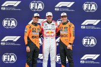 Lando Norris, Max Verstappen en Oscar Piastri