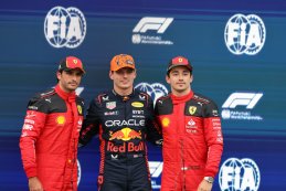 Carlos Sainz, Max Verstappen en Charles Leclerc